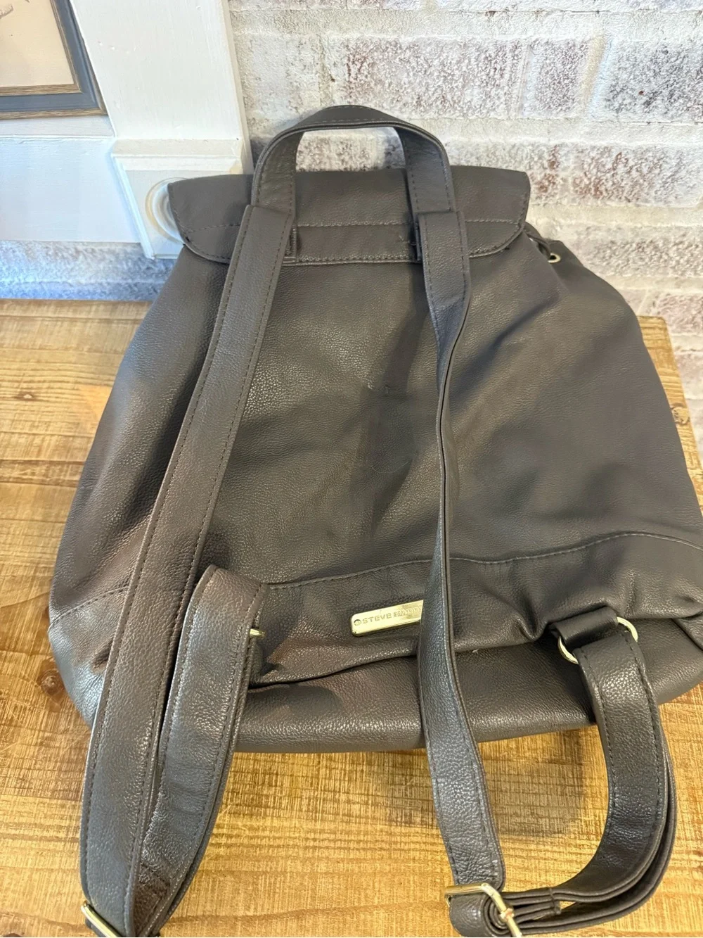 Steve Madden Studded Tassel Drawstring Backpack - Dark Gray